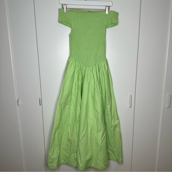 NWT FREE PEOPLE Ceci Smocked Midi Dress in Mint Green Size Small - Picture 4 of 10